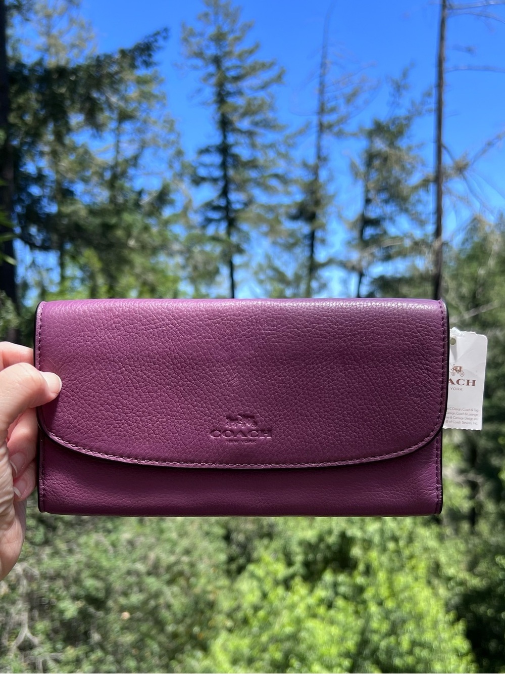 COACH Vintage Purple Leather Trifold Wallet AUTHENTIC